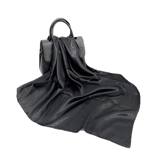 Elegant Satin Jersey Muslim Hijab Scarf Square Soft Head Wrap Scarves Shawl for Women Girls - color: Black(90*90cm)