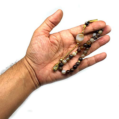 -ELEGANCE COLLECTION- Prayer Beads-Tesbih-Tasbih-Tasbeeh-Misbaha-Masbaha-Subha-Sebha-Sibha-Rosary (BANDED AGATE Stone (8mm -33 Beads))