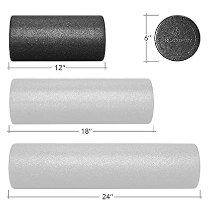 Philosophy Gym 12" High-Density Foam Roller for Exercise, Massage, Muscle Recovery - Round, Black - color: Black