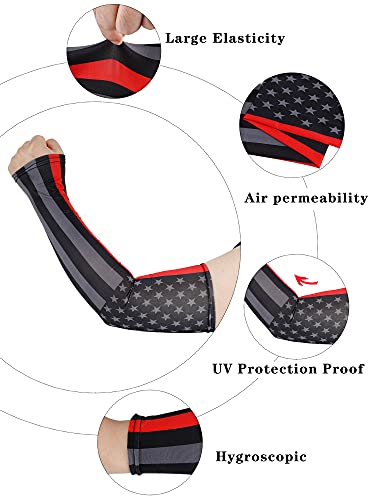 Geyoga 9 Pairs Arm Sleeves for Men Women Compression UV Sun Protection Arm Sleeves USA Flag 250th Anniversary Breathable Cooling Sleeve for Baseball Football Cycling Outdoor Sports