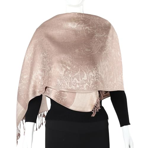 TUSHUSTY Pashmina Feel Rave Scarf Shawl Wrap for Women Men - color: Taupe