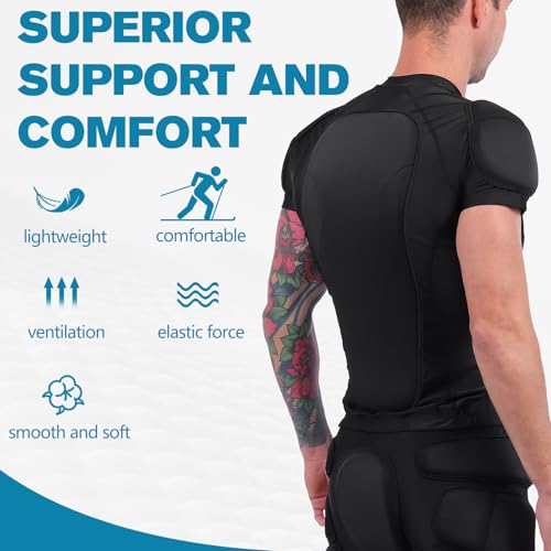 Men's Snowboard Protective Padded Shirt for Back Spine Shoulder Chest Protector Ski lmpact Shirt - size: X-Large