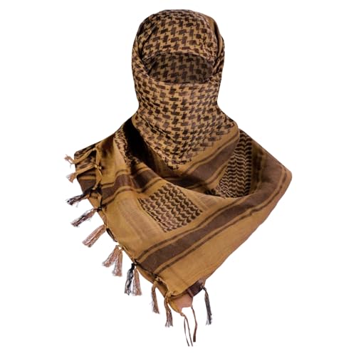 FREE SOLDIER Scarf Military Shemagh Tactical Desert Keffiyeh Head Neck Scarf Arab Wrap with Tassel for Men Women - color: Amber Brown