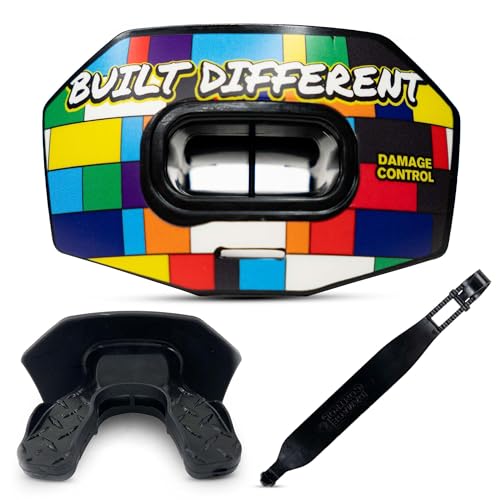 DAMAGE CONTROL Youth Football Mouth Guard – Breathable No Boil Mouthpiece, Protects Lips & Teeth, Works with Braces, Includes Helmet Strap – Sports Gear & Accessories (Built Different) - color: Built Different