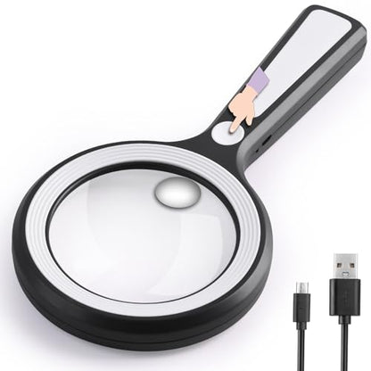 20X 30X Coin Magnifier, USB Rechargeable Lighted Magnifying Glass with Light Handheld for Currency Seniors Reading Crafts Jewelry Hobbies - style: 20X 30X-3.4in