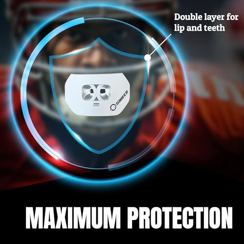O Shield Core Football Mouth Guard, Detachable Strap | Football Mouth Guard with Detachable Strap — No-Boil Ready Fit, BPA-Free, Brace-Friendly, Includes Carrying Case - color: White