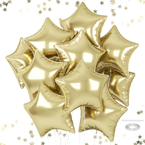Gold Star Balloons, 18 Inches Light Gold Star Balloon for Helium - color: Metallic Light Gold