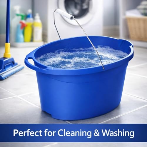 12 Quart Oval Utility Bucket, Blue Plastic Open Top Container for Cleaning Supplies, Washing, Storage, Household Tasks & General Use, 1 Pack