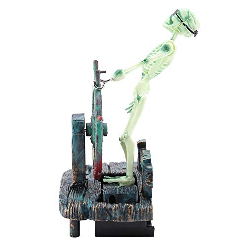 Semme Pirate Fish Tank Decorations, Fish Air Skeleton Chest, Action-Aquarium Ornament, Fish Landscape Decoration Pirate Captain Aquarium Decorations Landscape Skeleton on Wheel Action Figure Fish