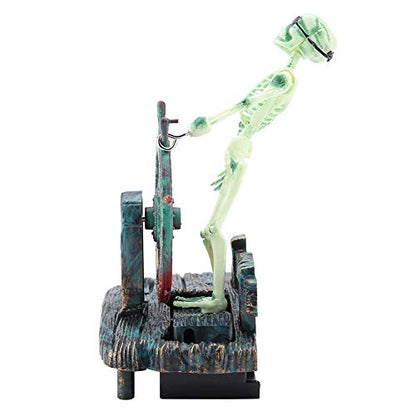 Semme Pirate Fish Tank Decorations, Fish Air Skeleton Chest, Action-Aquarium Ornament, Fish Landscape Decoration Pirate Captain Aquarium Decorations Landscape Skeleton on Wheel Action Figure Fish
