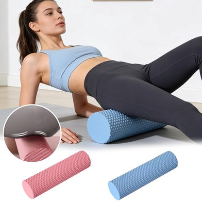 12 Inch EVA Soft Dot Foam Roller for Muscle Therapy, Yoga and Balance Exercises, High-Density Massage Roller, Foam Roller for Back, Legs for Home, Gym and Travel (Pink#M) - color: Pink#m