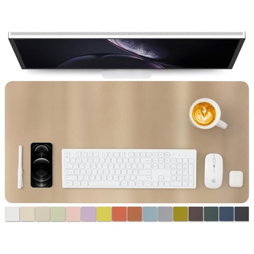 HOMIEAZICOZI Leather Desk Mat - Non-Slip PU Pad for Office and Home Organization Accessories Ideal Large Mouse Mats on Top of Desks (Champagne Gold,31.5''x 15.7'') (DPD-CG-M) - color: Champagne Gold, size: 31.5" x 15.7"