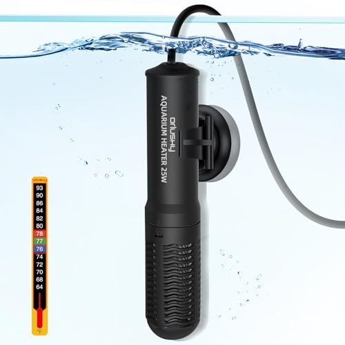 Orlushy 25W Small Submersible Aquarium Heater, Constant Temperature Betta Fish Tank Heater of 78℉for 1-6 Gallons Freshwater & Saltwater Tanks - size: 25W