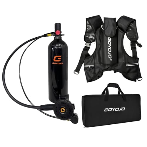 GOYOJO Mini Scuba Tank, Portable Diving Lung Air Tank with DOT Certified | Refillable Emergency Backup Pony Bottle for Snorkeling, Underwater Breathing, Training - color: 2L Obsidian Orange