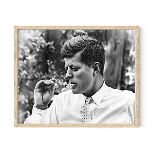 HAUS AND HUES JFK Smoking Wall Art for Men - Cool Posters for Guys Bedroom, Trippy Posters and Prints for Wall Decor, Weed Art for College Dorm, John F Kennedy Stoner Prints (Unframed 16x20) - color: Jfk, size: 16"L x 20"W