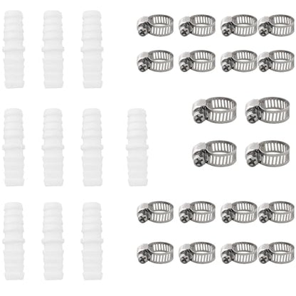 CHENJIN 10PCS Plastic Barb Hose 3/8 inch with 20pcs 10-16mm Stainless Steel Clamps Straight Pipe Pagoda Fitting For Fish Tank Spigot Gas Liquid Air