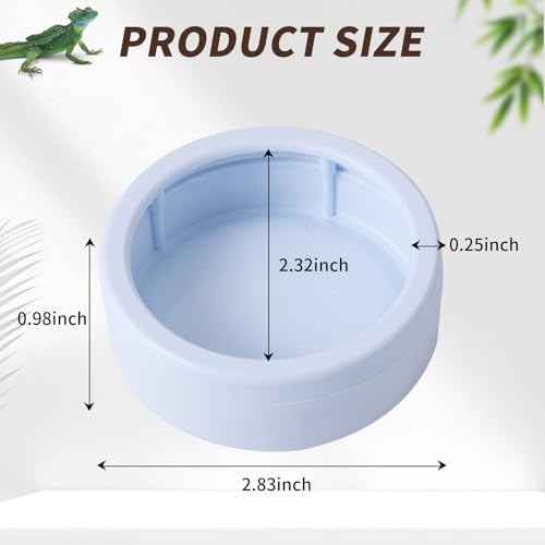 3 Pack Anti-Escape Reptile Food Dish Bowls, Plastic Worm Water Dish | Mealworm Feeder Cups for Small Gecko, Lizards, Bearded Dragon, Chameleon 2.83" W x 2.83" D x 0.98" H, 3 Colors