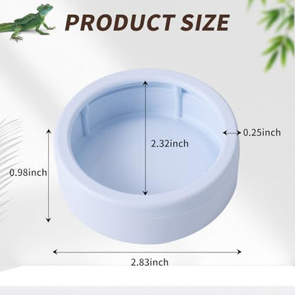 3 Pack Anti-Escape Reptile Food Dish Bowls, Plastic Worm Water Dish | Mealworm Feeder Cups for Small Gecko, Lizards, Bearded Dragon, Chameleon 2.83" W x 2.83" D x 0.98" H, 3 Colors