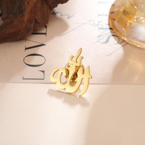 Dreamtimes Islamic Allah Ayatul Kursi Stainless Steel Brooch Pin for Men- Elegant Hijab Pin Muslim Women Jewelry Durable Quran Pendant for Prayer Gift for Eid & Ramadan - color: Gold-3
