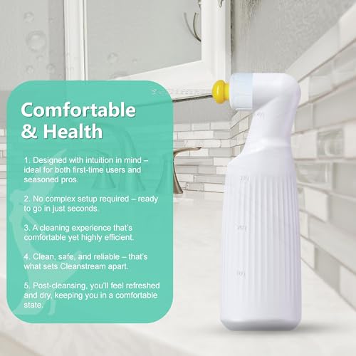 2-Pack Travel Bidet, 400ml/14.1oz Portable Handheld Bottle, White, with Lockable Nozzle and Flip-Top Cap