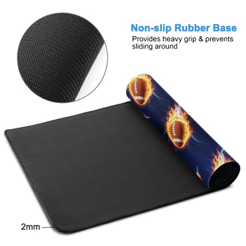 Wear Resistant Gaming Mouse Pad Ice Fire Football, Large Extended Desktop Mat for Office Game Leisure - color: Pattern (163), size: 29.5L x 15.8W inches
