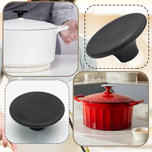 Dutch Oven Knob, Black Lid Knob Replacement, 4pcs | for Enameled Ceramic Cast Iron Dutch Oven Pot Lid, Pan Lid Handle - color: Black-4pcs