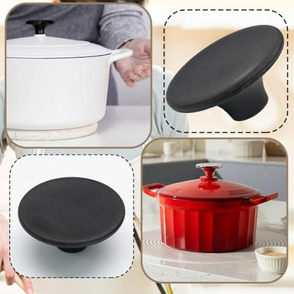 Dutch Oven Knob, Black Lid Knob Replacement, 4pcs | for Enameled Ceramic Cast Iron Dutch Oven Pot Lid, Pan Lid Handle - color: Black-4pcs