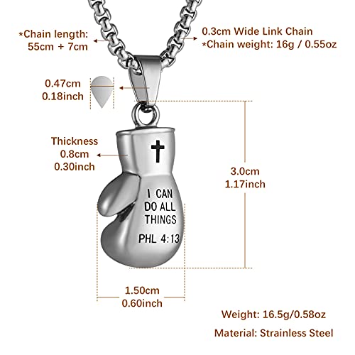 HZMAN Men Women Punk Stainless Steel Boxing Glove Chain Pendant Necklace - color: PHL4:13 silver