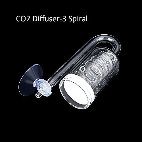 Glass CO2 Reactor, 3 Spiro Glass Diffuser for Aquarium Plants, Suitable for Tanks 15-200 Gal/60-757 Liter - color: CO2 Diffuser-Spiral