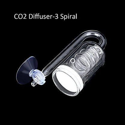 Glass CO2 Reactor, 3 Spiro Glass Diffuser for Aquarium Plants, Suitable for Tanks 15-200 Gal/60-757 Liter - color: CO2 Diffuser-Spiral