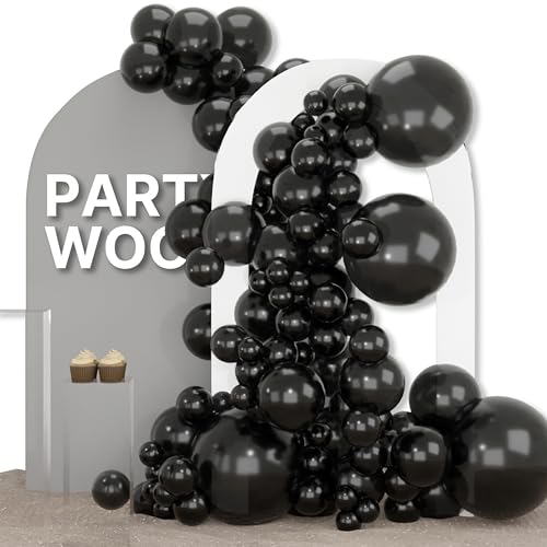 PartyWoo Black Balloons 155pcs Different Sizes of 18 12 10 5 Inch - color: Black-3052, size: 5/10/12/18 inch