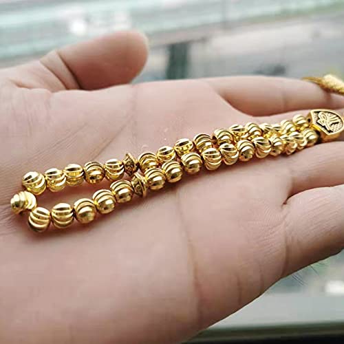 Gold tasbih Ramadan Gift Muslim Accessories on Hand Islamic Gift 33beads Bracelet Small Size for Pocket (6mm x 33 Beads)