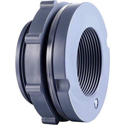 Outus 2 Inch PVC Bulkhead Fitting for Rain Barrel and Water Tank | Threaded Locknut and Washer Included, Fits Pond Aquarium Cistern, Leak-Proof Seal