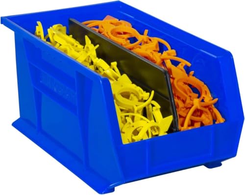 Akro-Mils 30240 AkroBins Plastic Storage Bins, 15"x8"x7", Blue, 12-Pack | Space-Saving Stackable Bins for Garage, Pantry, Craft Organization - color: Blue