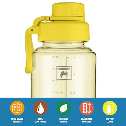 Fanhaw 32 oz Clear BPA-Free Tritan Water Bottle with Fast-Flow Spout Lid, BPA-Free & Leak-Proof Wide-Mouth Reusable Bottle for Gym, School & Office, Back to School Essentials (Imperial Yellow) - color: Imperial Yellow