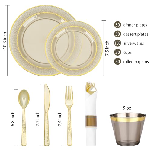 350PCS Clear Black Plastic Plates for 50 Guests, - color: Black, size: 50 Guests Set
