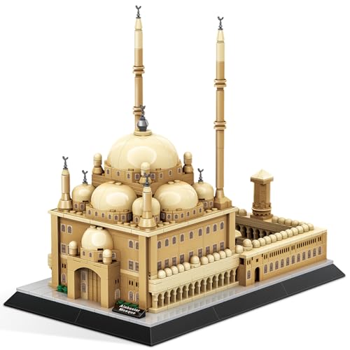 Mosque of Mohammed Ali Cairo Building Set – 620Pcs Architecture Model Kit, Egypt Landmark, Home Office Decor, Collectible Travel Souvenir for Architecture Enthusiasts - color: Golden