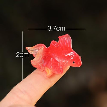 6pcs Mini Aquarium Decor for Fish Tanks, Handmade Resin Goldfish & Lotus Ornaments - Miniature Underwater Landscape Accessories, Micro Tank Scenery Decorations