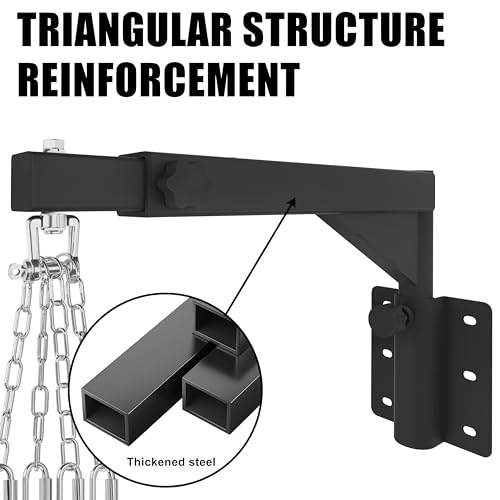 VivaZen Adjustable Heavy Duty Bag Hanger,Wall Mount Punching Bag Hanger,Thickened Steel Plate and Stainless Steel kit for Home Gym Indoor Outdoor (Supports up to 900Ib) - style: Heavy Bag Wall Mount with long chain