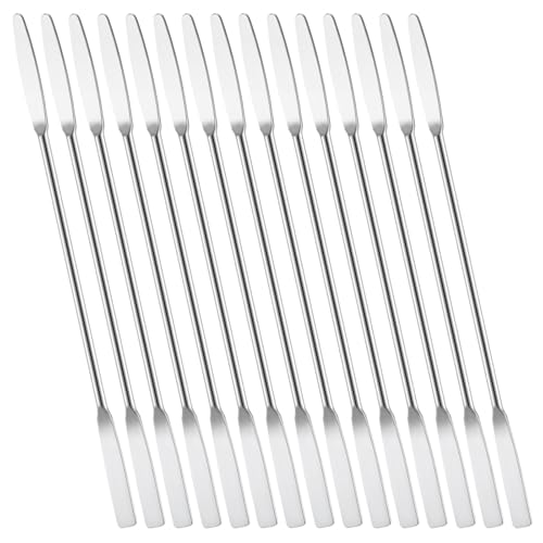 Molain 15 Pcs Small Metal Spatula, 6"Lab Spatula Double Ended Micro Spatulas Stainless Steel Mini Square/Round End for Mixing Cosmetics Kitchen Laboratories