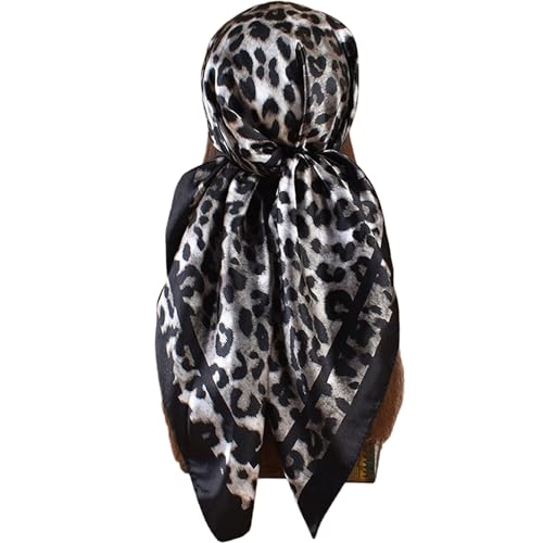 Head Scarf Hair Neck Scarves for Women Purse Bag Scarfs for Handbag Silky Satin Square Headscarf Fashion Hair Bandanas - color: Black