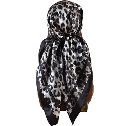 Head Scarf Hair Neck Scarves for Women Purse Bag Scarfs for Handbag Silky Satin Square Headscarf Fashion Hair Bandanas - color: Black