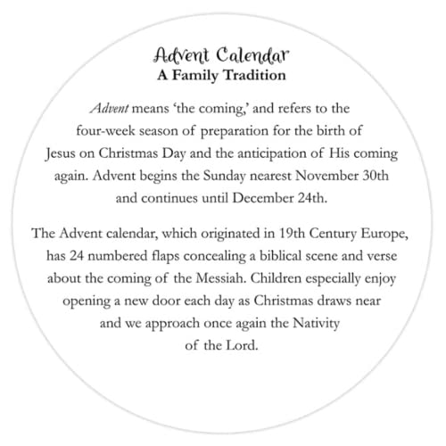 Needzo Round Hanging Religious Catholic Advent Calendar, For We Have Seen His Star Nativity Scene Colorful Countdown to Christmas Activity, Daily Bible Verse Flip Calendars, 13.75 Inches