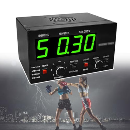 Boxing Round Timer,Mini Gym Timer with Adjustable Sound,Selectable Training Time and Cycle Repetitions for Boxing Competitions and Training,Green - color: Green