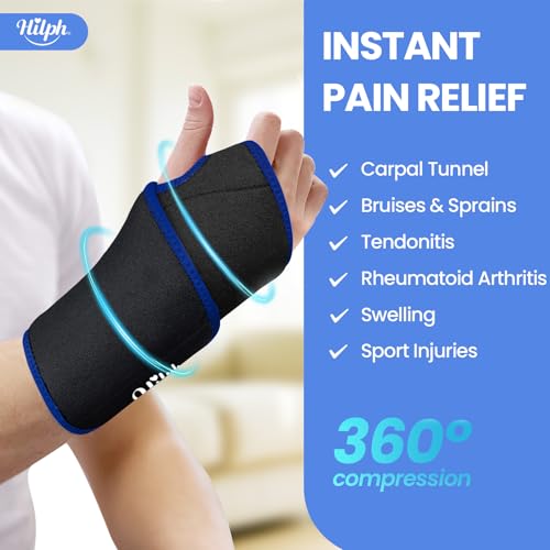 Hilph Wrist Ice Pack Wrap, Reusable Wrist Brace with Gel Hot Cold Compression Pack for Hand Injuries, Hand Ice Pack for Carpal Tunnel, Rheumatoid, Tendonitis, Swelling, Black - style: Black-1 Ice Pack