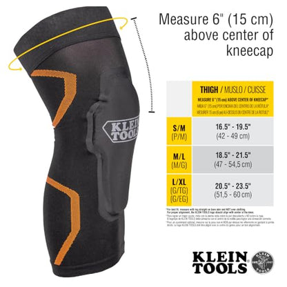 Klein Tools 60624 Knee Pad Compression Sleeve, Knee Support for Construction, Workers and Athletes, Black, L/XL - style: L/XL