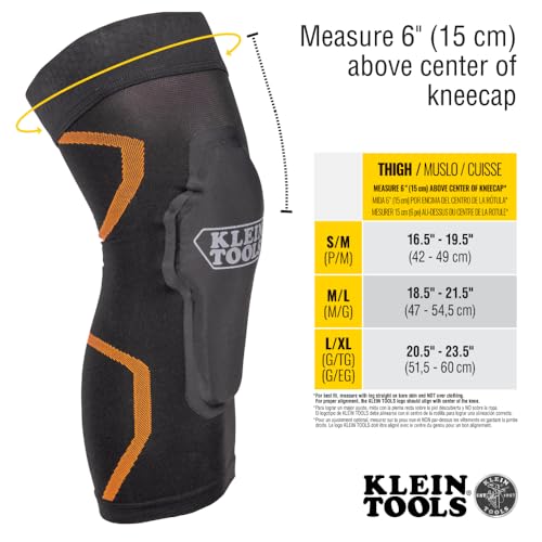 Klein Tools 60622 Knee Pad Compression Sleeve, Knee Support for Construction, Workers and Athletes, Black, S/M - style: S/M