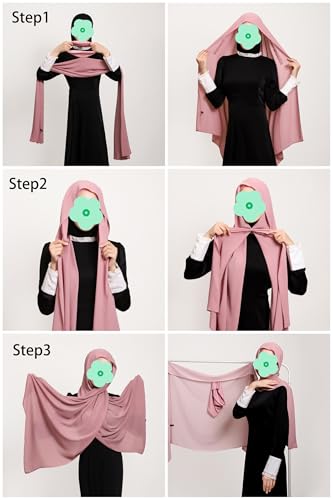 Magnetic Chiffon Hijab Scarf for Women, Quick Snap Closure Headscarf, Breathable Muslim Headwrap with Under Cap - color: Sky Chiffon