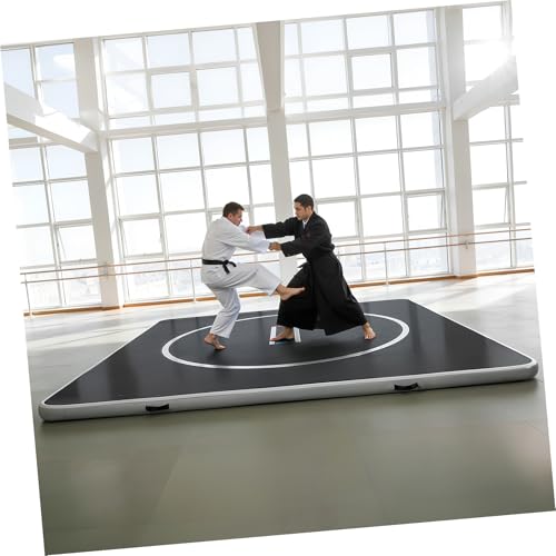 Inflatable Martial Arts Mat 10x10 FT, Portable Tumbling Mat | 4" Thick Foldable for Gymnastics, Wrestling, BJJ, Judo, Boxing, Home Training, PVC Air Mat, 15PSI