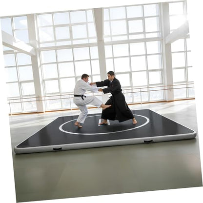 Inflatable Martial Arts Mat 10x10 FT, Portable Tumbling Mat | 4" Thick Foldable for Gymnastics, Wrestling, BJJ, Judo, Boxing, Home Training, PVC Air Mat, 15PSI